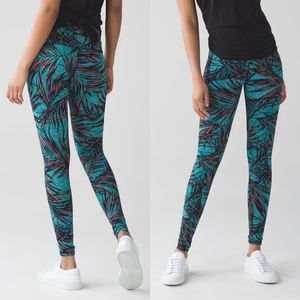 Lululemon 8 Wunder Under Legging Palm Lace Tofino Teal Multi